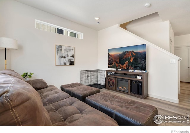 living room with wood-type flooring