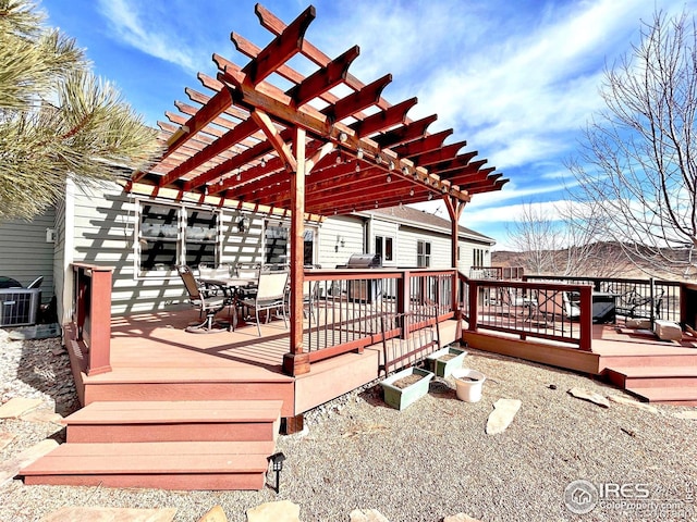 2707 Sedona Hills Dr, Loveland, CO 80537 - wooden terrace with a pergola and central air condition unit