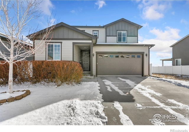 view of front of house with a garage