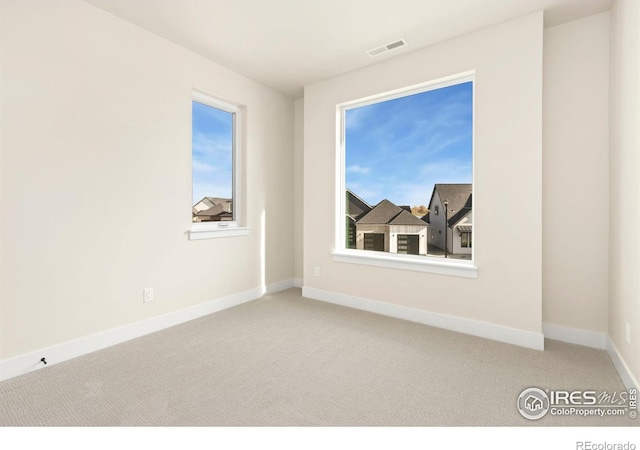 carpeted spare room featuring a healthy amount of sunlight