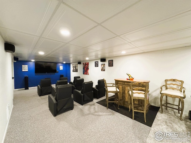 view of carpeted home theater room