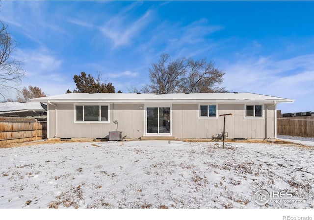 view of snow covered property