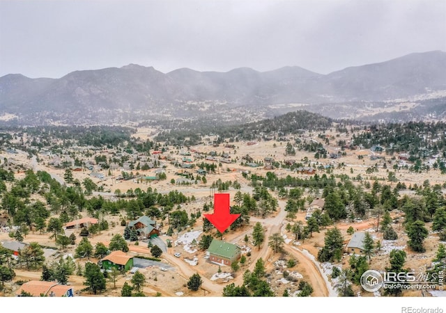 drone / aerial view with a mountain view