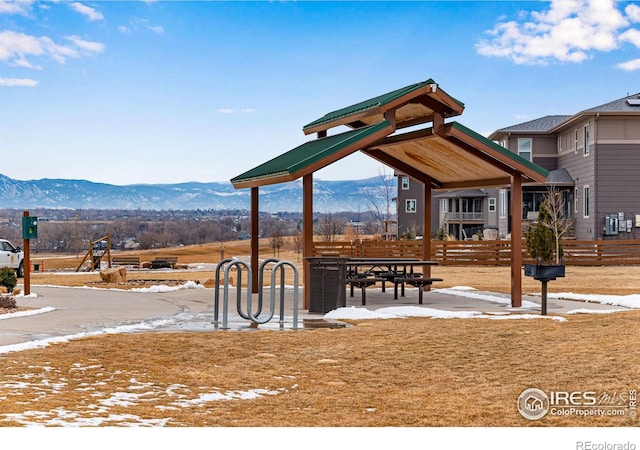 exterior space with a mountain view
