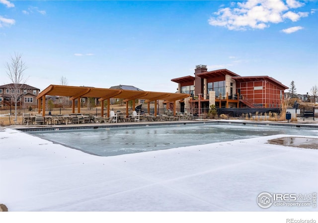 community pool with fence