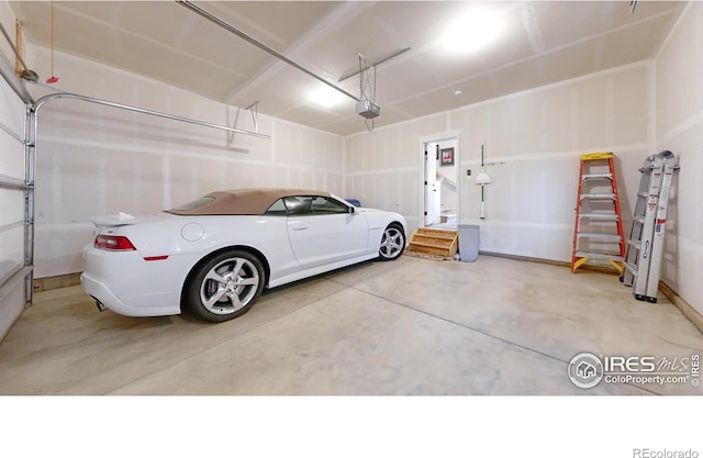 garage with a garage door opener