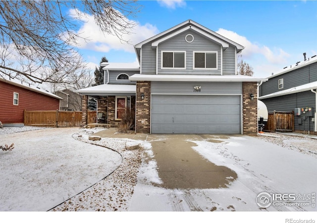 front of property with a garage