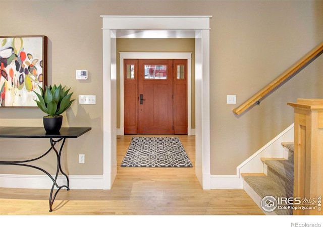 foyer entrance featuring light hardwood / wood-style flooring