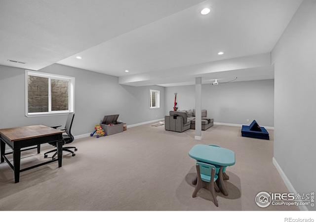 887 Sundance Ln, Erie, CO 80516 - playroom with carpet floors, recessed lighting, and plenty of natural light