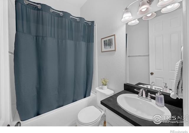 887 Sundance Ln, Erie, CO 80516 - bathroom with vanity and shower / bathtub combination with curtain