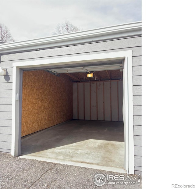 garage with a garage door opener