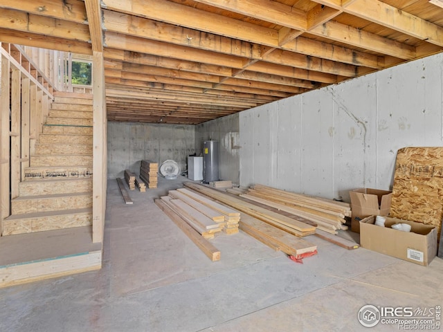 basement with water heater