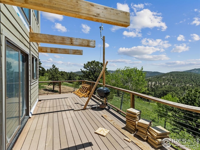 deck with a mountain view