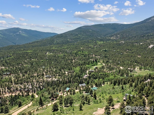 bird's eye view with a mountain view