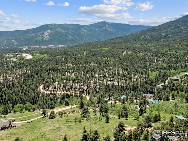 aerial view with a mountain view