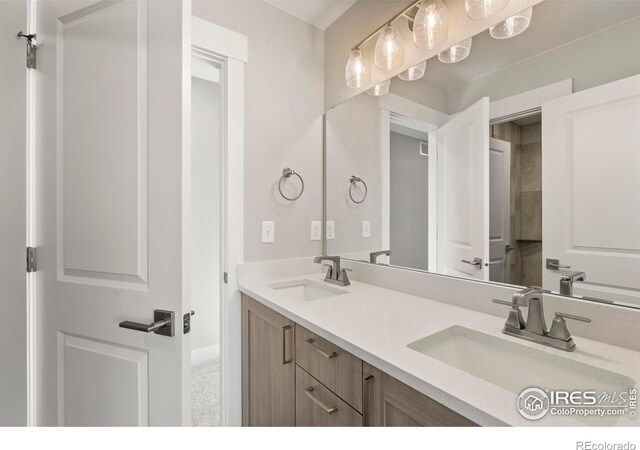 bathroom featuring double vanity and a sink