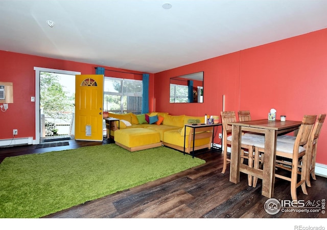 interior space with dark hardwood / wood-style flooring