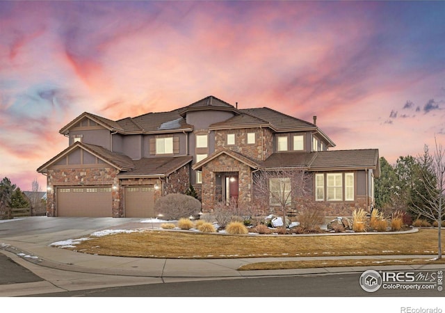 view of front of house with a garage