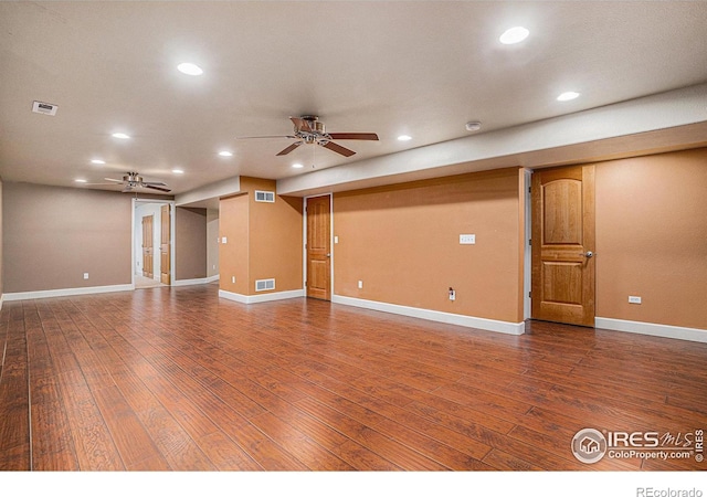 interior space with recessed lighting, visible vents, and wood finished floors