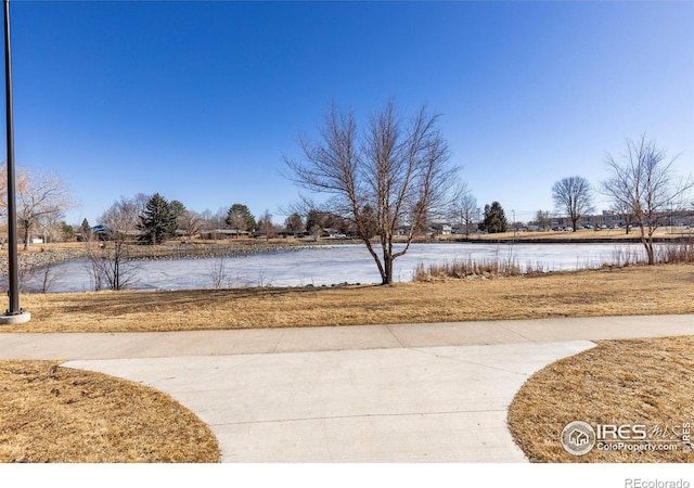 view of yard featuring a water view