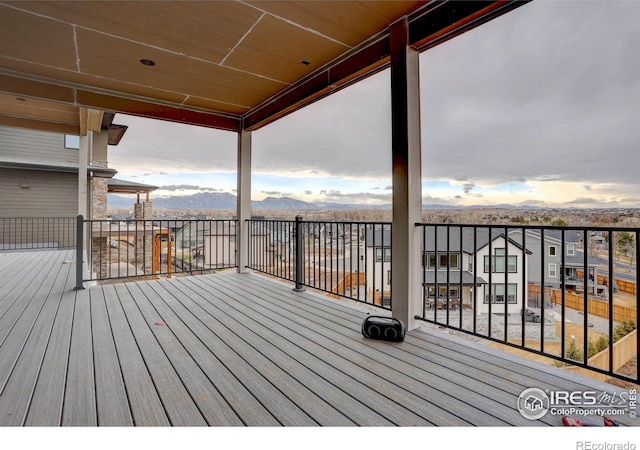 deck featuring a mountain view