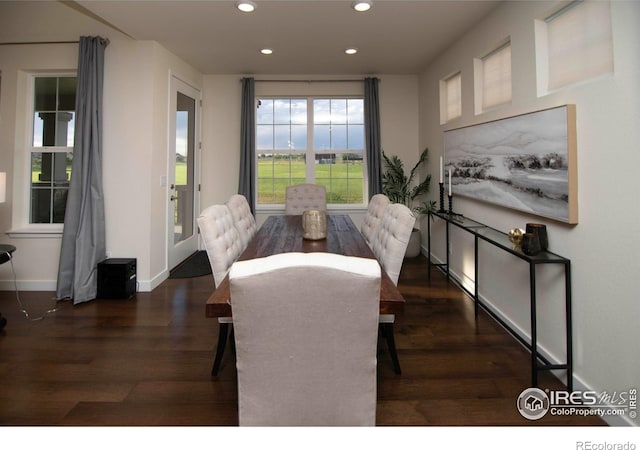 7086 Thunderview Dr, Timnath, CO 80547 - dining area with recessed lighting, wood finished floors, and baseboards