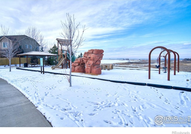 exterior space featuring a gazebo and playground community