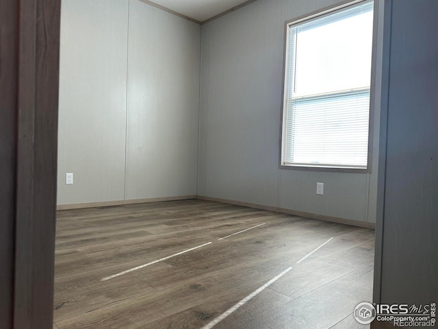 spare room with a wealth of natural light and wood finished floors