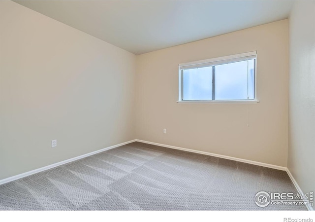 spare room featuring baseboards and carpet flooring