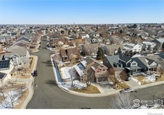 aerial view with a residential view