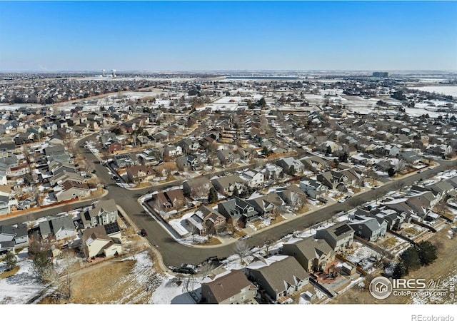 aerial view with a residential view