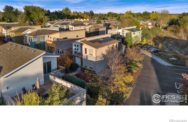 drone / aerial view with a residential view