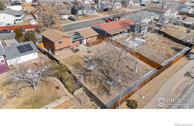 bird's eye view with a residential view