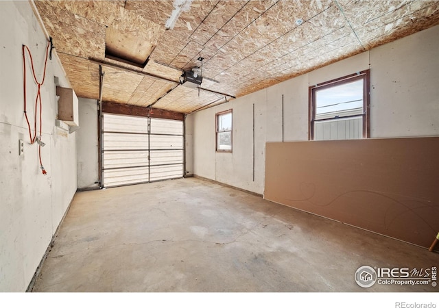 garage with a garage door opener