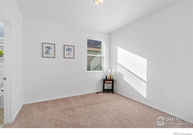 empty room with baseboards, a wealth of natural light, and light colored carpet