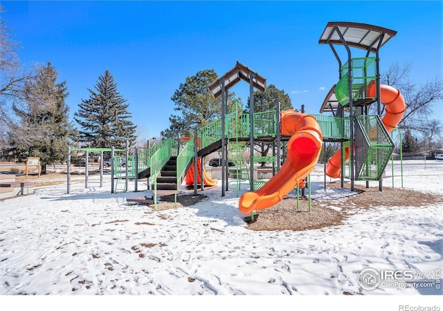 snow covered playground with playground community