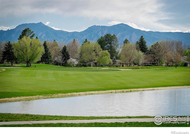 7034 Indian Peaks Trl, Boulder, CO 80301 - mountain view featuring a golf club and a nearby body of water