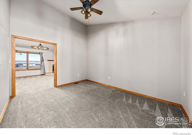 11837 County Road 39, Fort Lupton, CO 80621 - carpeted empty room with visible vents, baseboards, and a ceiling fan