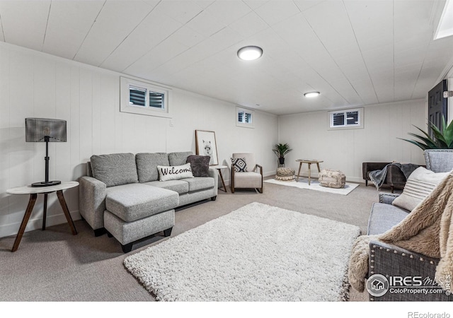 view of carpeted living area