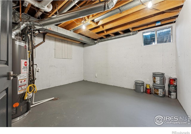 basement with water heater