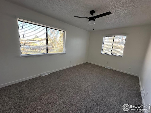 spare room with a wealth of natural light, carpet, and visible vents