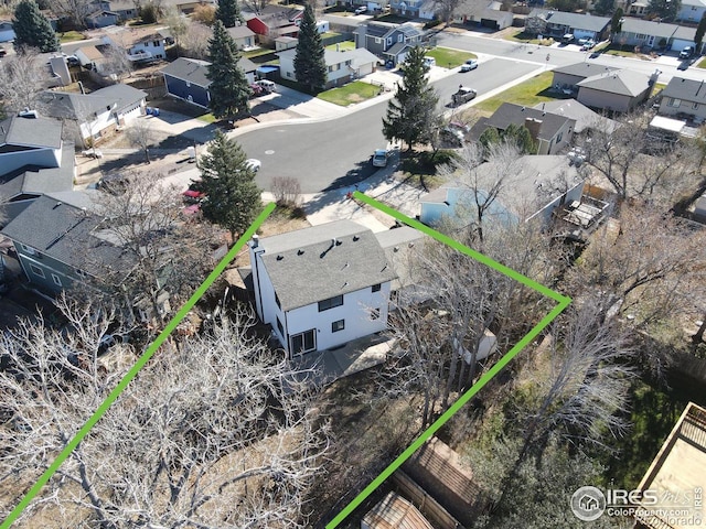 bird's eye view with a residential view