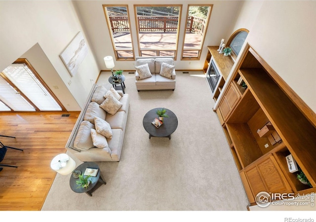 living room featuring baseboards