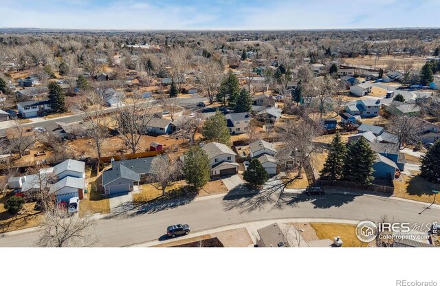 aerial view with a residential view