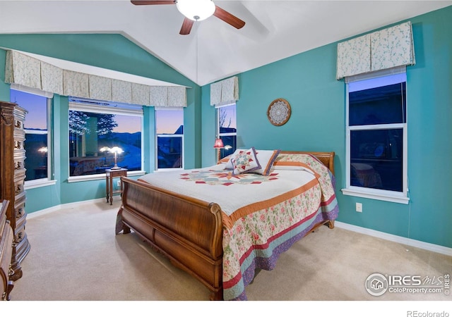 2185 Diamond Creek Dr, Colorado Springs, CO 80921 - bedroom with carpet, lofted ceiling, and baseboards