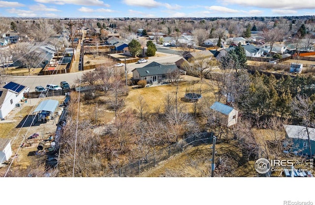 aerial view with a residential view