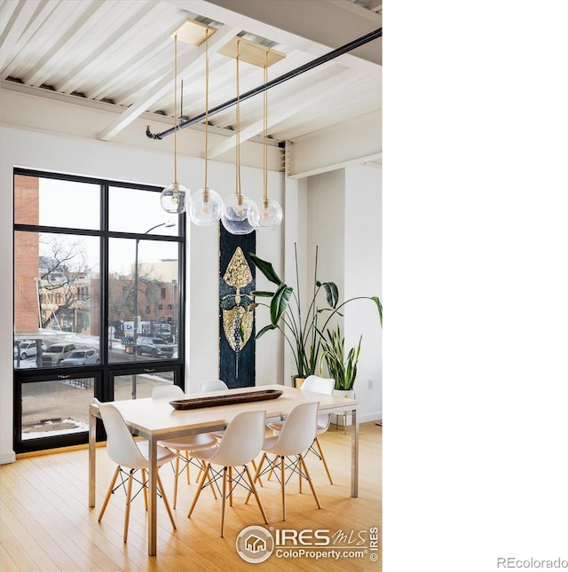 dining space featuring wood finished floors