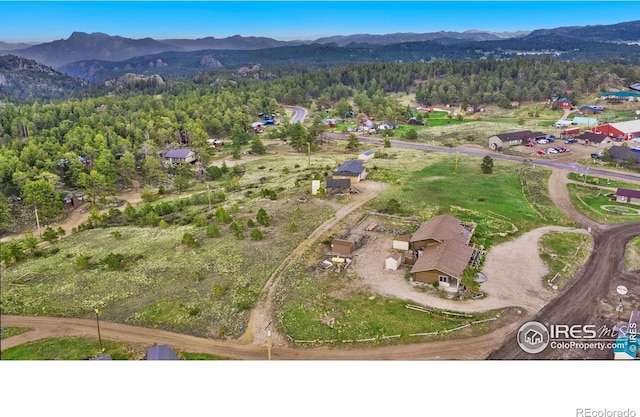 aerial view with a mountain view