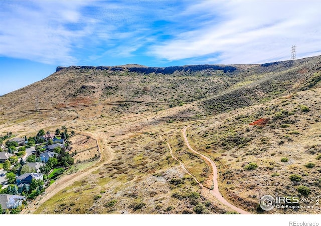 birds eye view of property with a mountain view