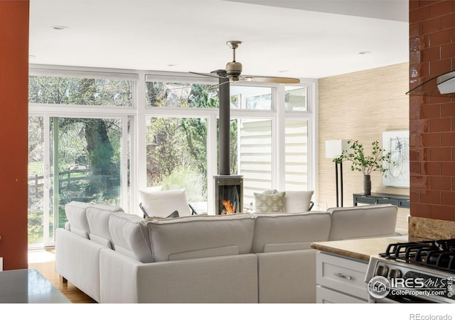 1516 Columbine Ave, Boulder, CO 80302 - living area featuring ceiling fan and plenty of natural light
